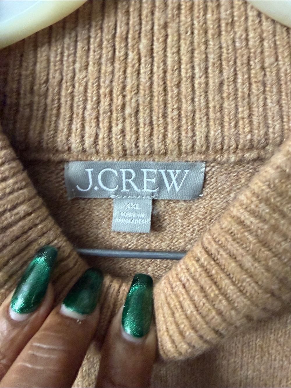 J.Crew Striped Mock Neck Sweater Camel Stripe Merino Wool Alpaca Cozy Classic - Picture 3 of 8